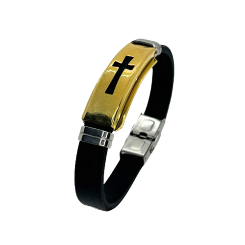 Pulseira M Cruz Inox Dourado